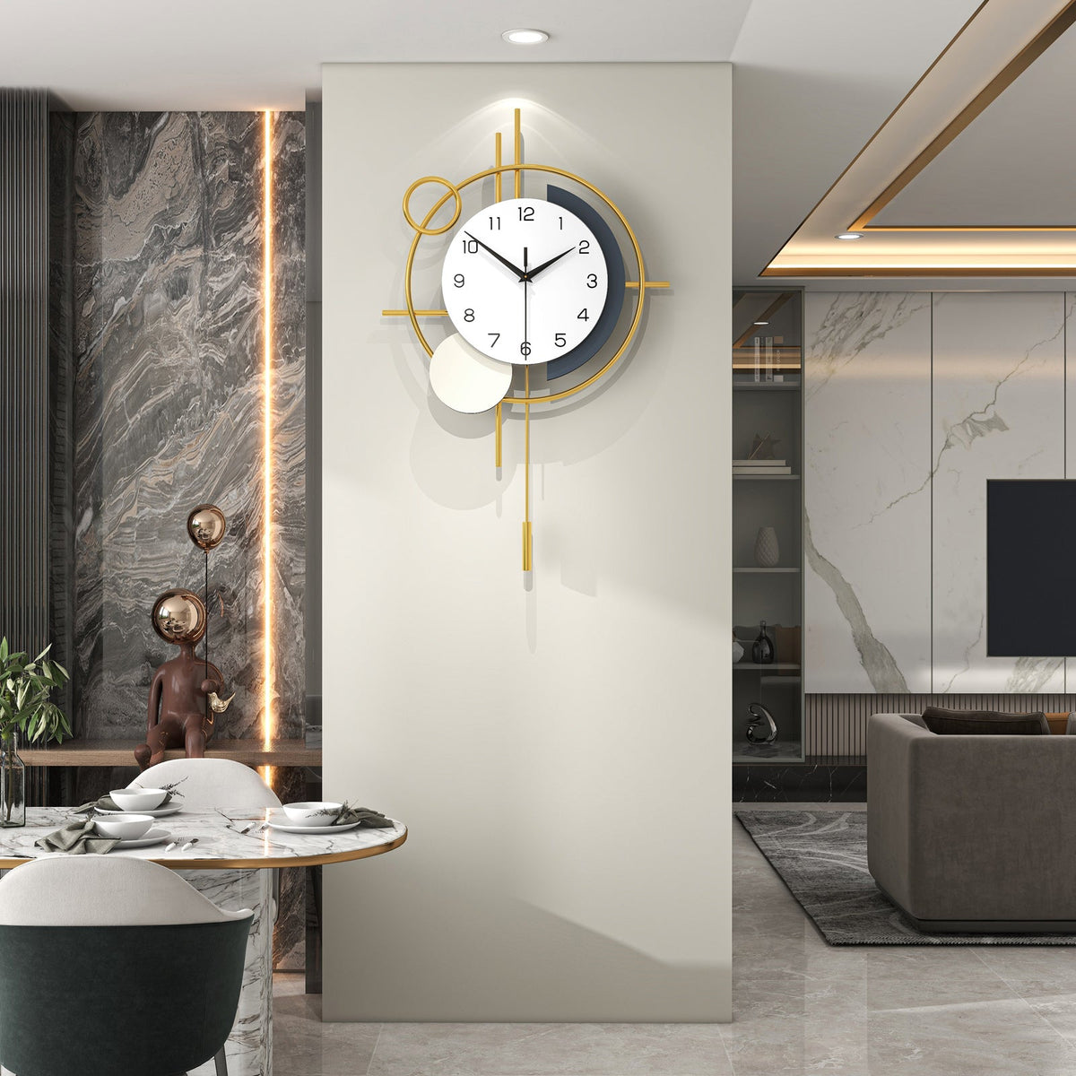 Modern Abstract Wall Clock Minimalist Metal Decorative Home Decor