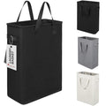 Slim Laundry Hamper With Handles Collapsible Laundry Basket Thin Dirty Clothes Basket Narrow Laundry Bag Foldable Dirty Clothes Hamper 45L (21 inchesBlack)