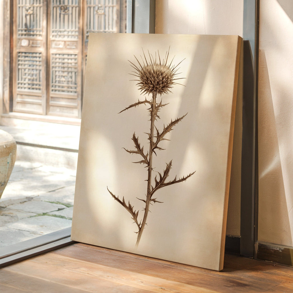 Vintage Thistle Botanical Print – Rustic Western Floral Wall Art