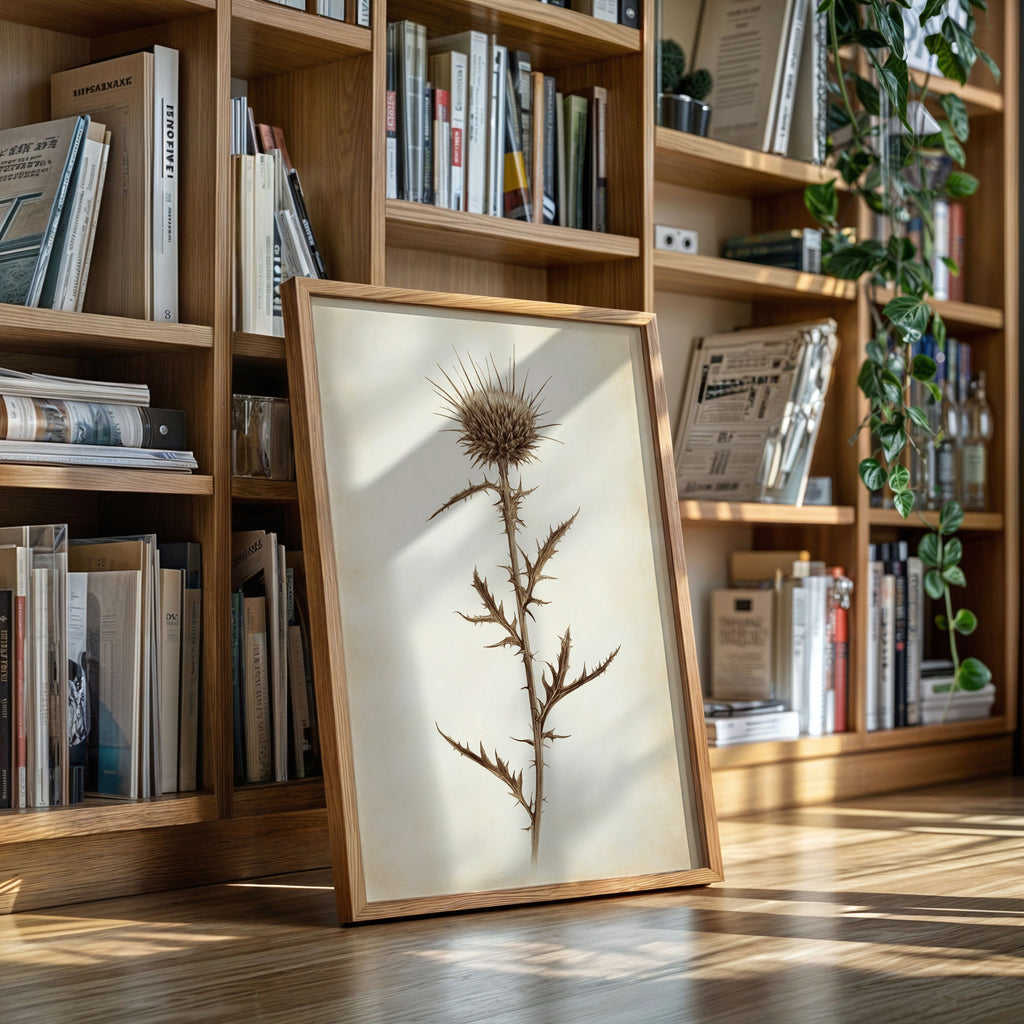 Vintage Thistle Botanical Print – Rustic Western Floral Wall Art