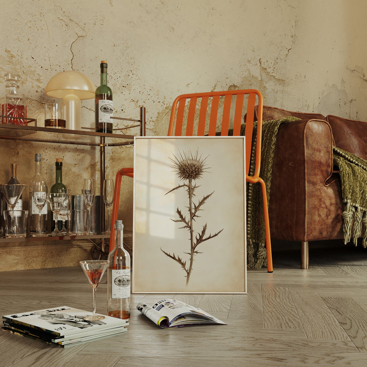 Vintage Thistle Botanical Print – Rustic Western Floral Wall Art