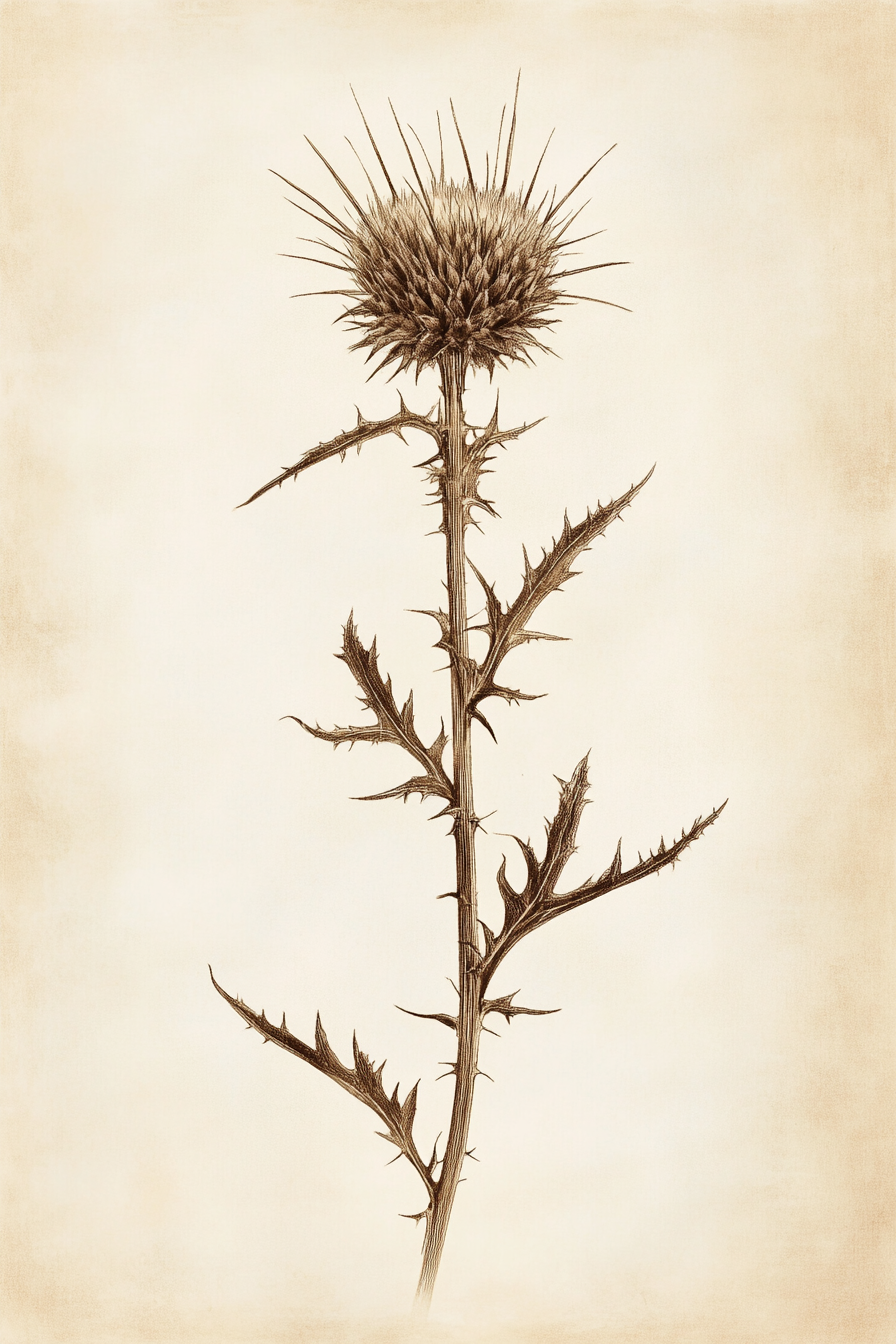 Vintage Thistle Botanical Print – Rustic Western Floral Wall Art
