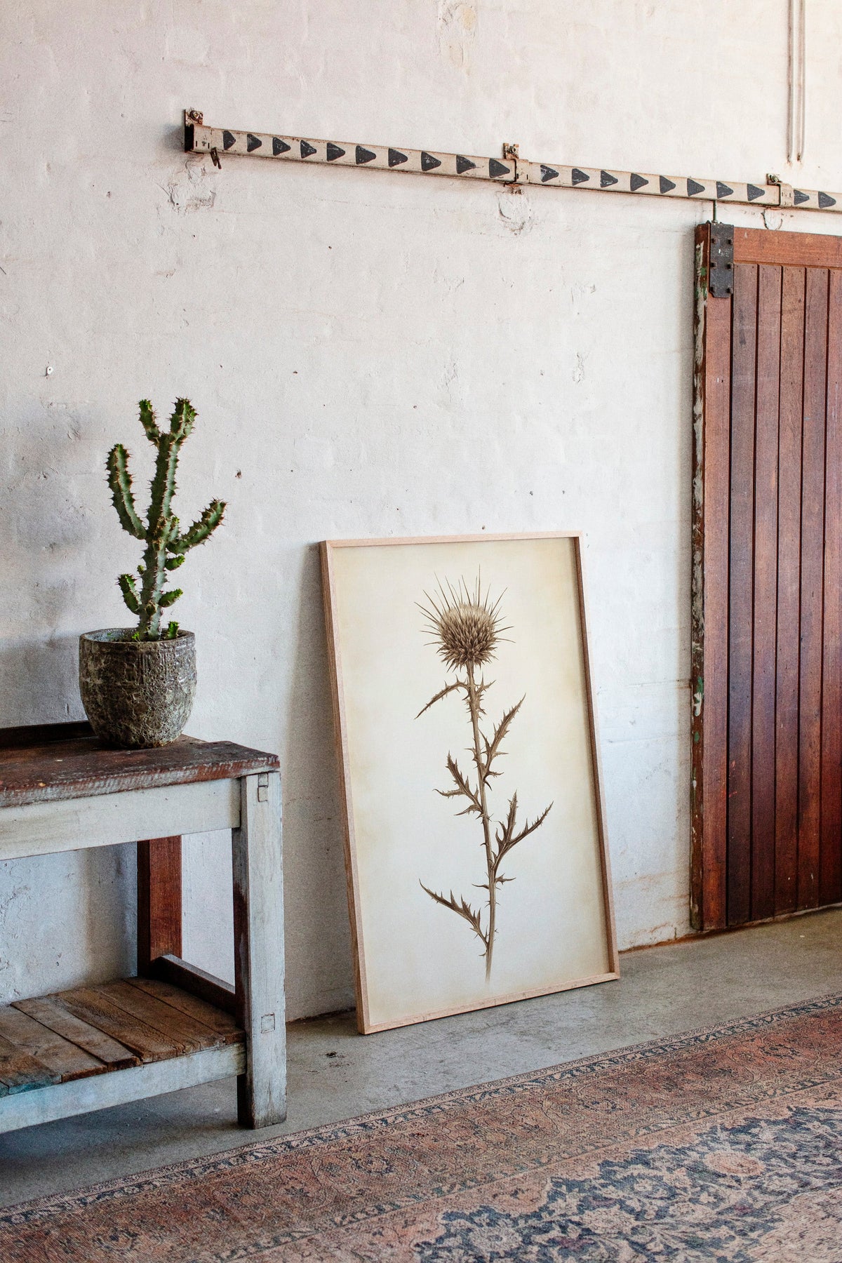 Vintage Thistle Botanical Print – Rustic Western Floral Wall Art