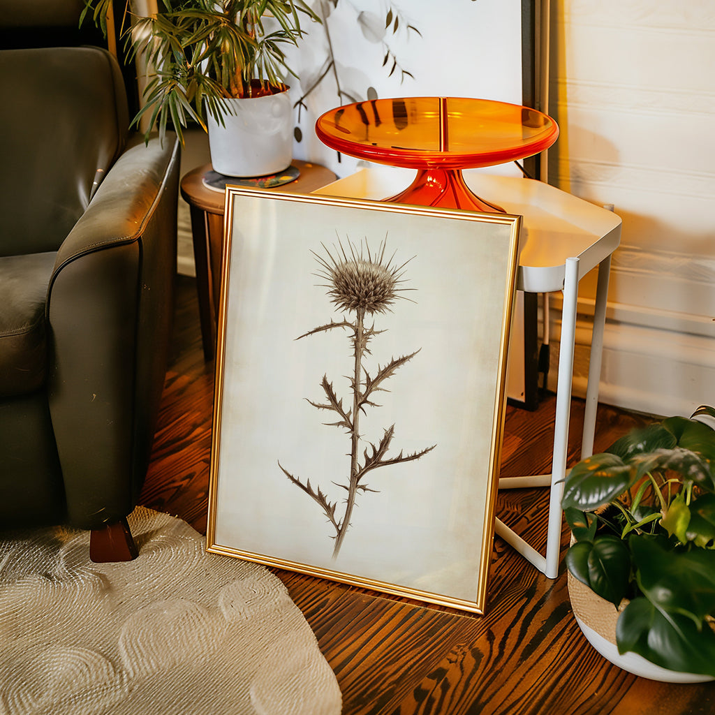 Vintage Thistle Botanical Print – Rustic Western Floral Wall Art