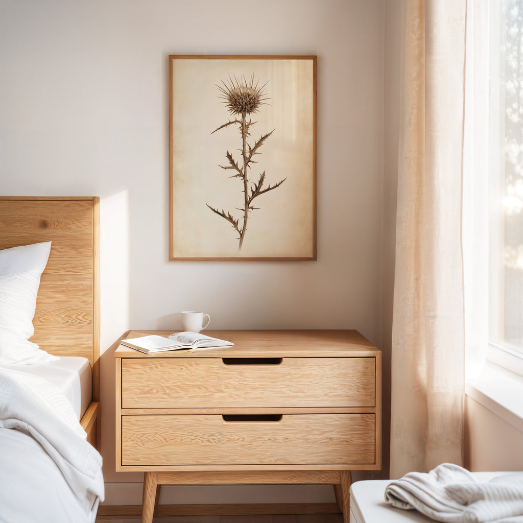Vintage Thistle Botanical Print – Rustic Western Floral Wall Art