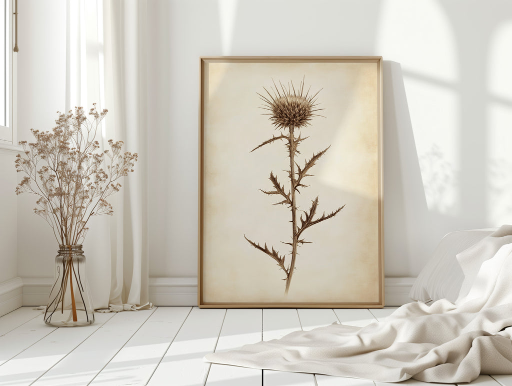 Vintage Thistle Botanical Print – Rustic Western Floral Wall Art