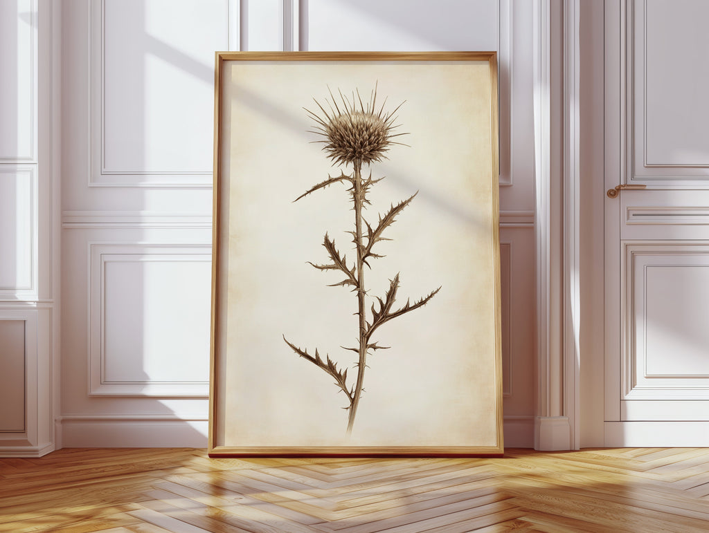 Vintage Thistle Botanical Print – Rustic Western Floral Wall Art