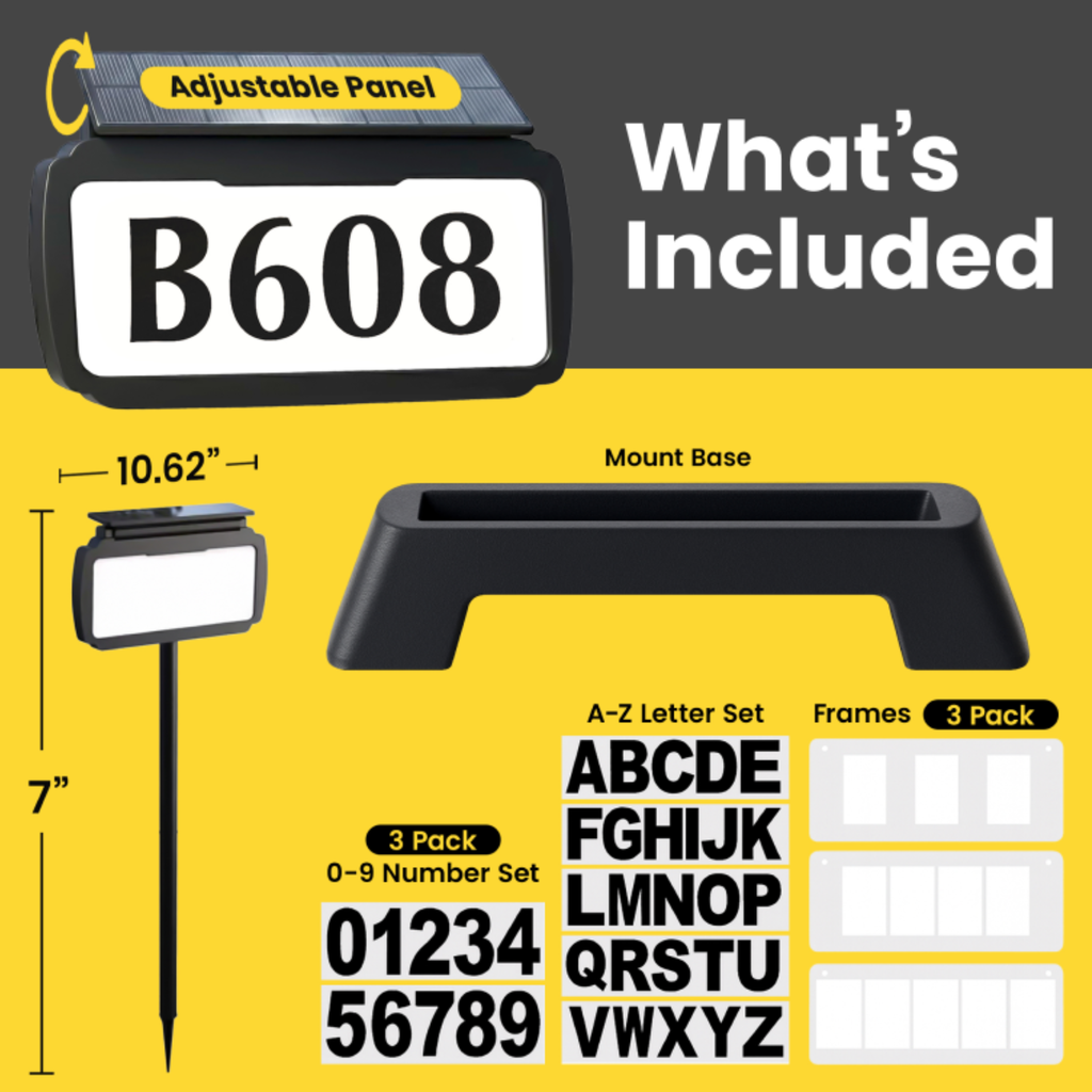 Address Sign House Number Solar Powered BICSSL-11