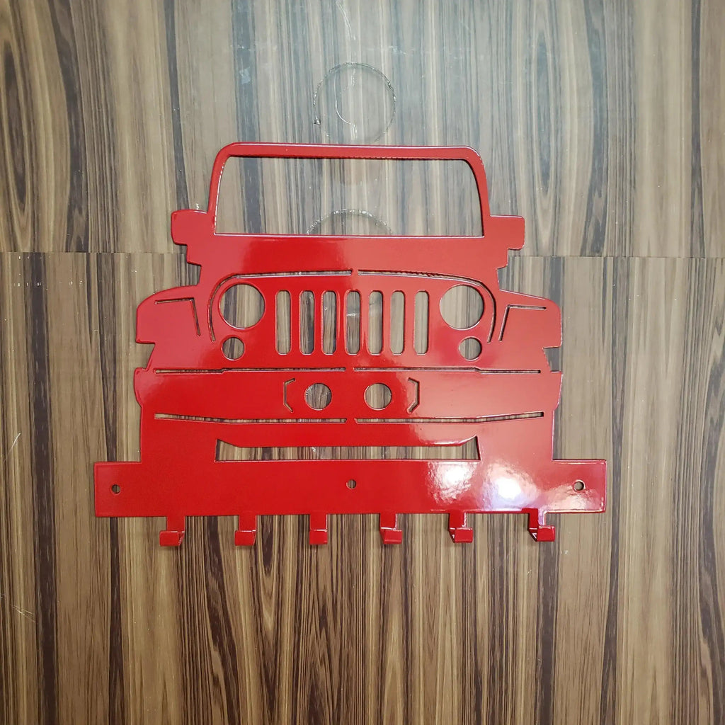 Jeep JK Key Hanger – Full Front End Steel Wall Mounted Key Rack – Wrangler JK Organizer 12"x10" Garage Entryway Man Cave Decor