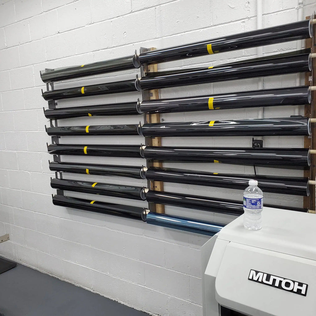 Wall-Mounted Vinyl, Tint, Paper & Cloth Wrap Rack - Modular Storage | Martin Metalwork"