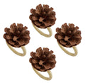 Fennco Styles Natural Pine Cone Decorative Napkin Rings, Set of 4 - Brown Decorative Napkin Holders for Home, Dining Room, Banquet, Family Gathering, Holiday and Special Occasion