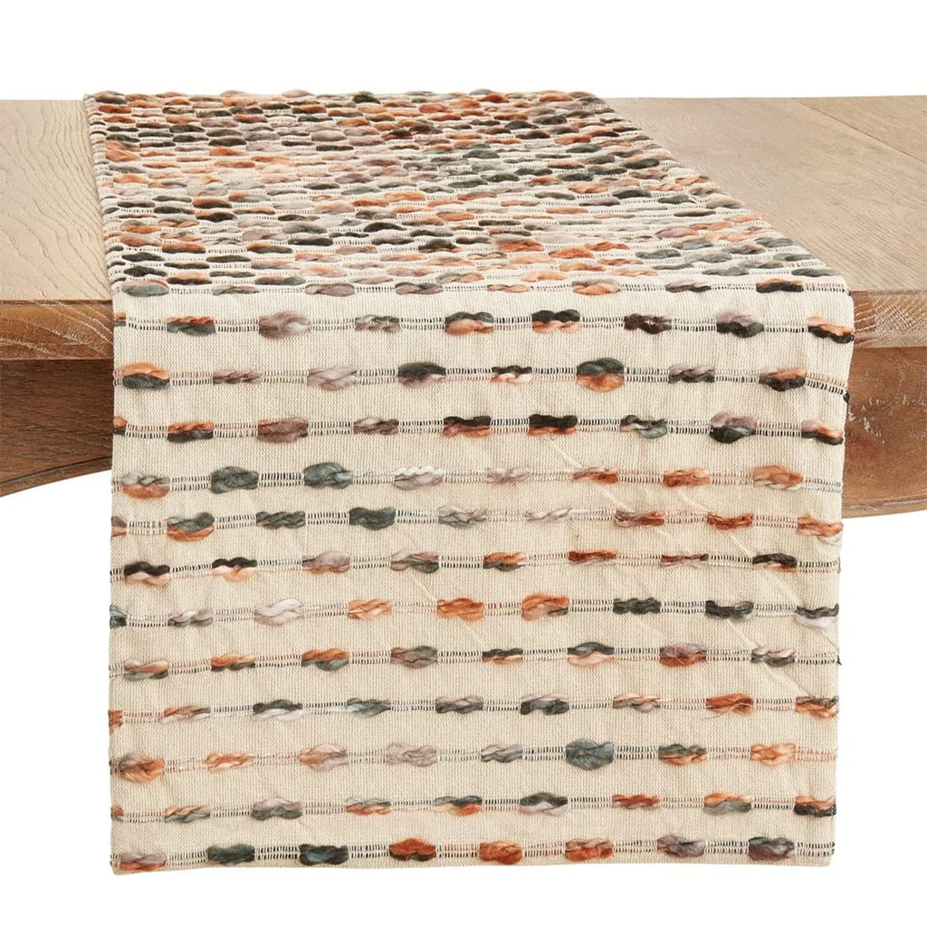 Fennco Styles Striped Woven Cotton Table Runner 16" W x 72" L - Multicolored Design Table Cover for Home, Dining Room, Banquets, Family Gatherings and Special Occasions