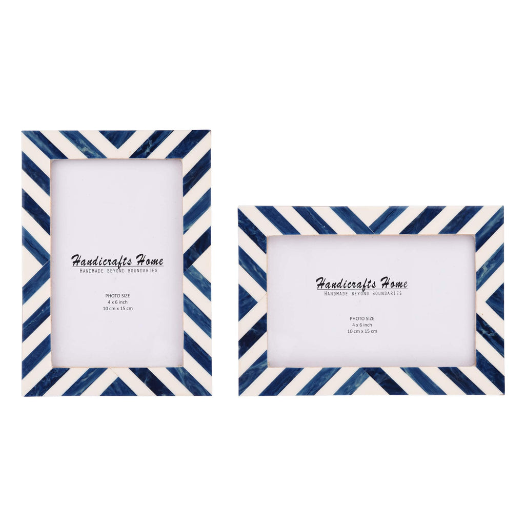 Candy Cane Blueberry Resin Inlay Picture Frame, Blue - White, 3 Sizes (Set of 2)