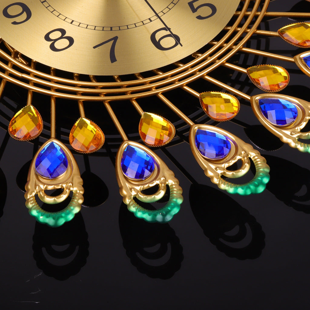 Peacock Shaped Wall Clock Living Room Decor Art Timepiece