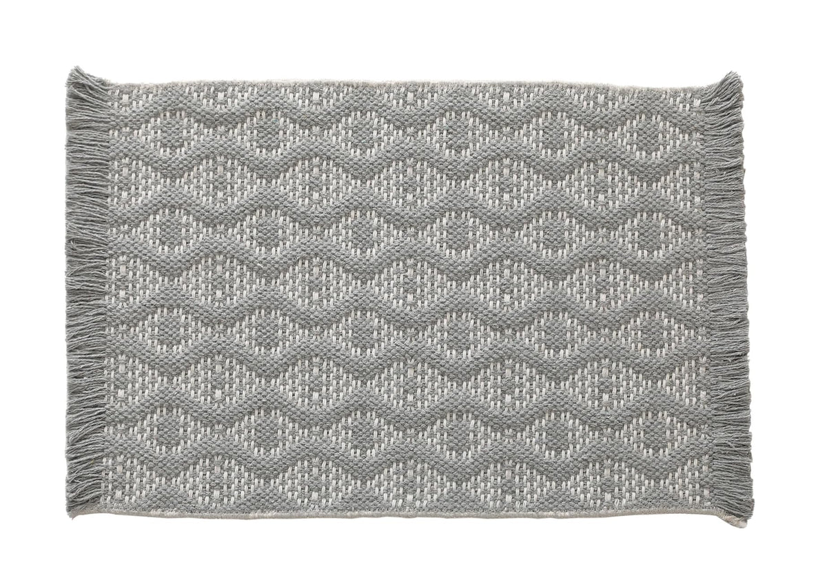 Fennco Styles Modern Diamond Woven Placemats 12" W x 19" L, Set of 4 - Grey Geometric Fringe Table Mats for Dining Room, Banquets, Family Gatherings, and Holidays