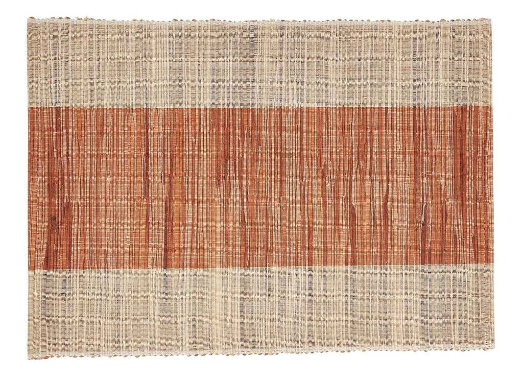 Fennco Styles Modern Water Hyacinth Banded Placemats 14 x 19 Inch, Set of 4 - Shimmering Table Mats for Home Décor, Dining Table, Banquets, Holiday and Special Events