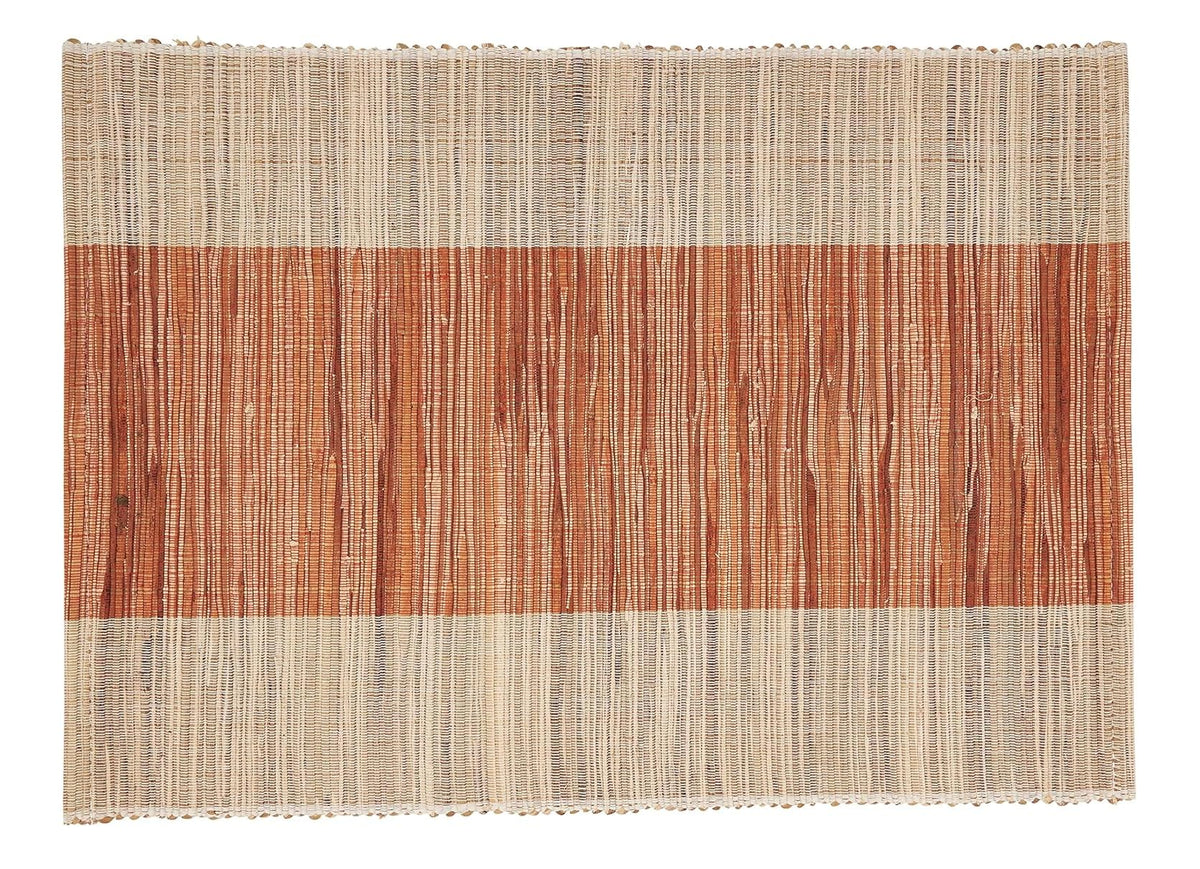 Fennco Styles Modern Water Hyacinth Banded Placemats 14 x 19 Inch, Set of 4 - Shimmering Table Mats for Home Décor, Dining Table, Banquets, Holiday and Special Events