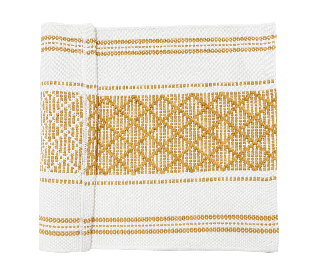 Fennco Styles Diamond Stitch Design Cotton Blend Placemats 14" W x 19" L, Set of 4 - Black Geometric Woven Table Mats for Boho Décor, Home, Dining Table, Banquets, Family Gatherings, Special Occasion