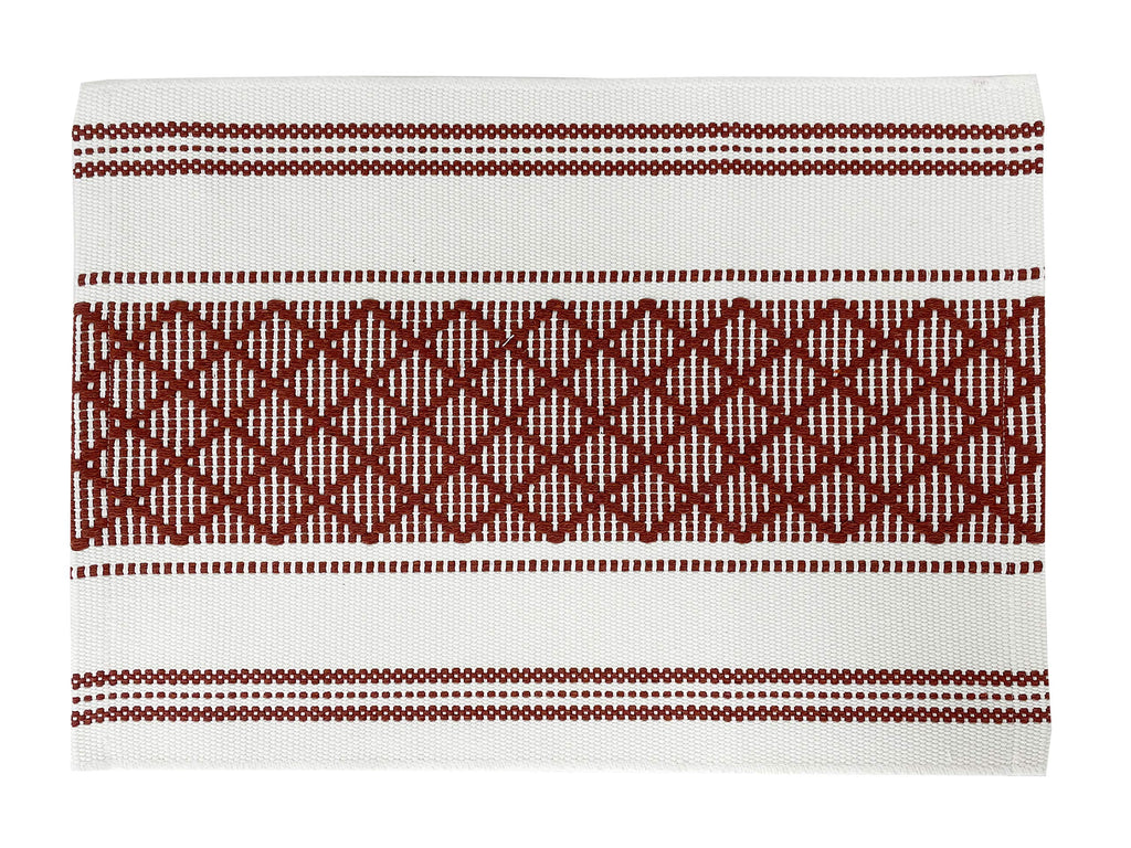 Fennco Styles Diamond Stitch Design Cotton Blend Placemats 14" W x 19" L, Set of 4 - Black Geometric Woven Table Mats for Boho Décor, Home, Dining Table, Banquets, Family Gatherings, Special Occasion