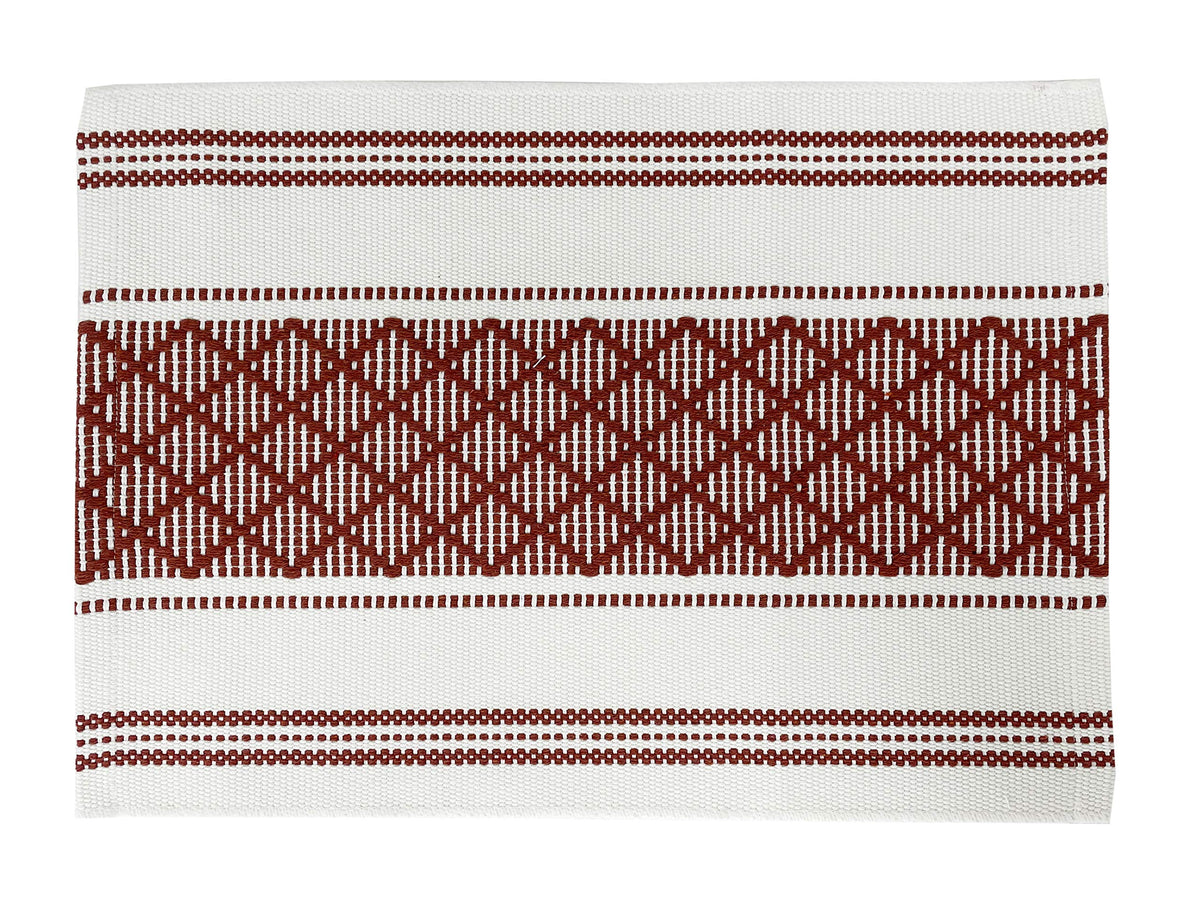 Fennco Styles Diamond Stitch Design Cotton Blend Placemats 14" W x 19" L, Set of 4 - Black Geometric Woven Table Mats for Boho Décor, Home, Dining Table, Banquets, Family Gatherings, Special Occasion
