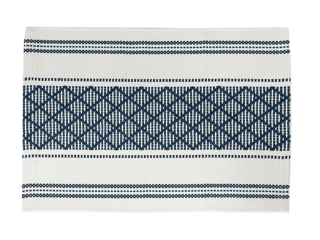 Fennco Styles Diamond Stitch Design Cotton Blend Placemats 14" W x 19" L, Set of 4 - Black Geometric Woven Table Mats for Boho Décor, Home, Dining Table, Banquets, Family Gatherings, Special Occasion