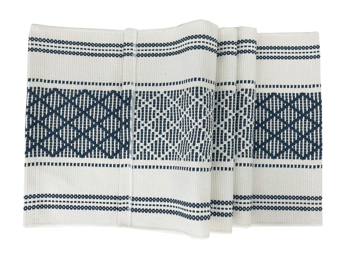 Fennco Styles Diamond Stitch Design Cotton Blend Placemats 14" W x 19" L, Set of 4 - Black Geometric Woven Table Mats for Boho Décor, Home, Dining Table, Banquets, Family Gatherings, Special Occasion