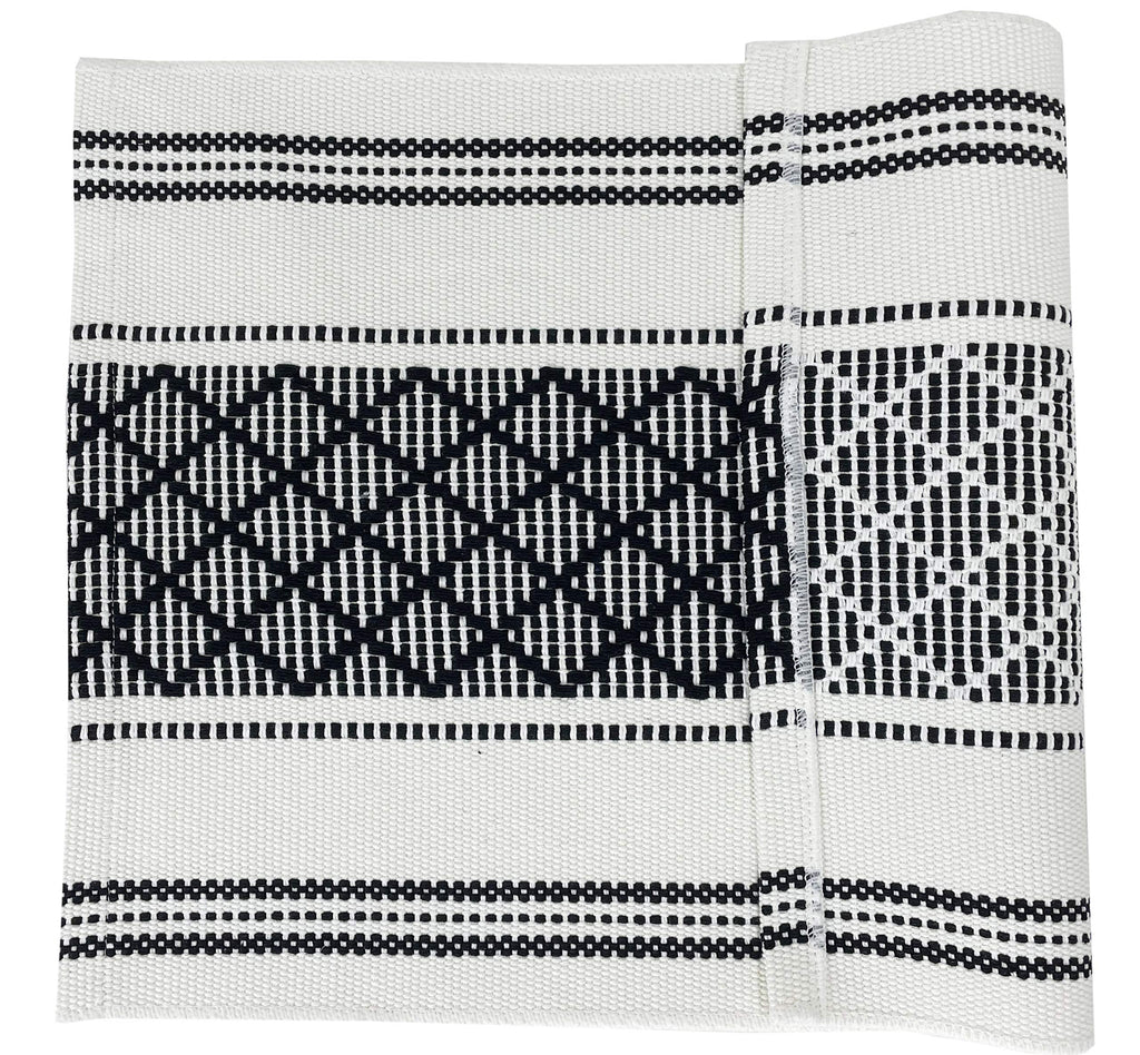 Fennco Styles Diamond Stitch Design Cotton Blend Placemats 14" W x 19" L, Set of 4 - Black Geometric Woven Table Mats for Boho Décor, Home, Dining Table, Banquets, Family Gatherings, Special Occasion