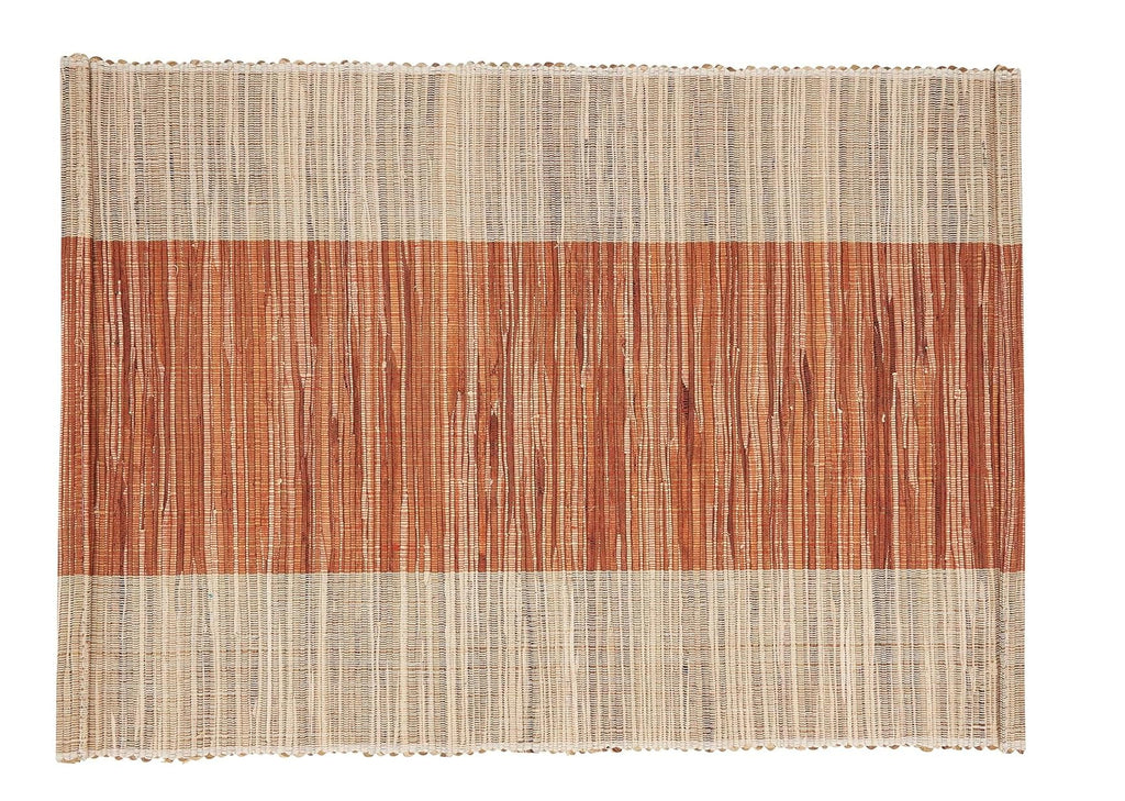 Fennco Styles Modern Water Hyacinth Banded Placemats 14 x 19 Inch, Set of 4 - Shimmering Table Mats for Home Décor, Dining Table, Banquets, Holiday and Special Events