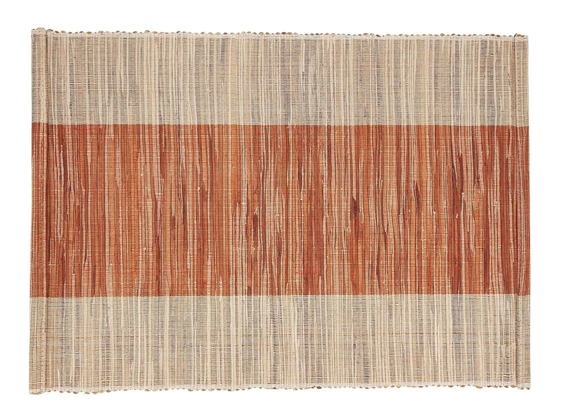 Fennco Styles Modern Water Hyacinth Banded Placemats 14 x 19 Inch, Set of 4 - Shimmering Table Mats for Home Décor, Dining Table, Banquets, Holiday and Special Events