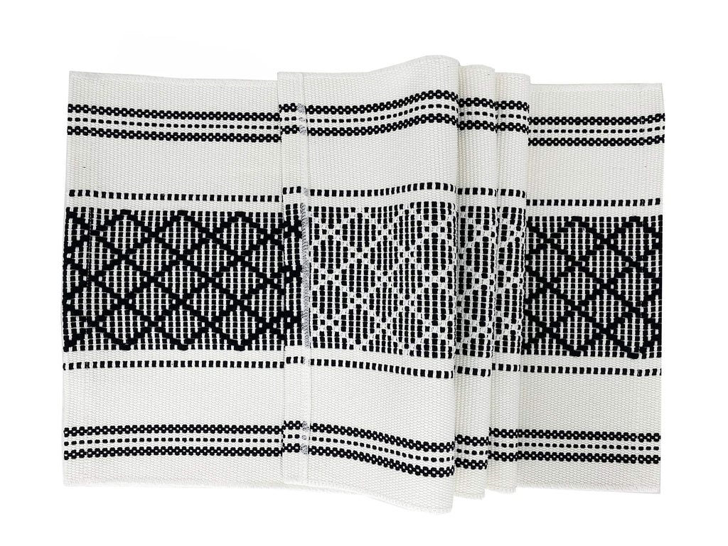 Fennco Styles Diamond Stitch Design Cotton Blend Placemats 14" W x 19" L, Set of 4 - Black Geometric Woven Table Mats for Boho Décor, Home, Dining Table, Banquets, Family Gatherings, Special Occasion