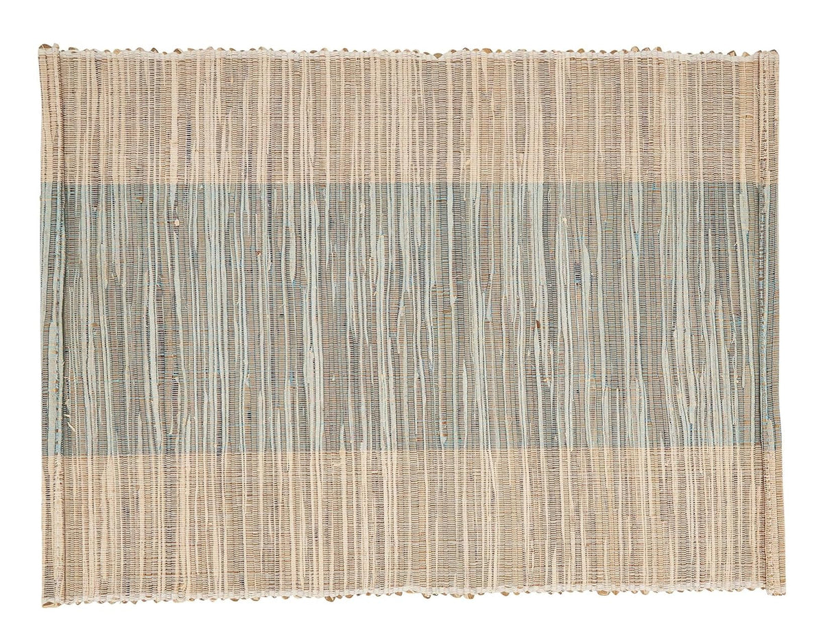 Fennco Styles Modern Water Hyacinth Banded Placemats 14 x 19 Inch, Set of 4 - Shimmering Table Mats for Home Décor, Dining Table, Banquets, Holiday and Special Events