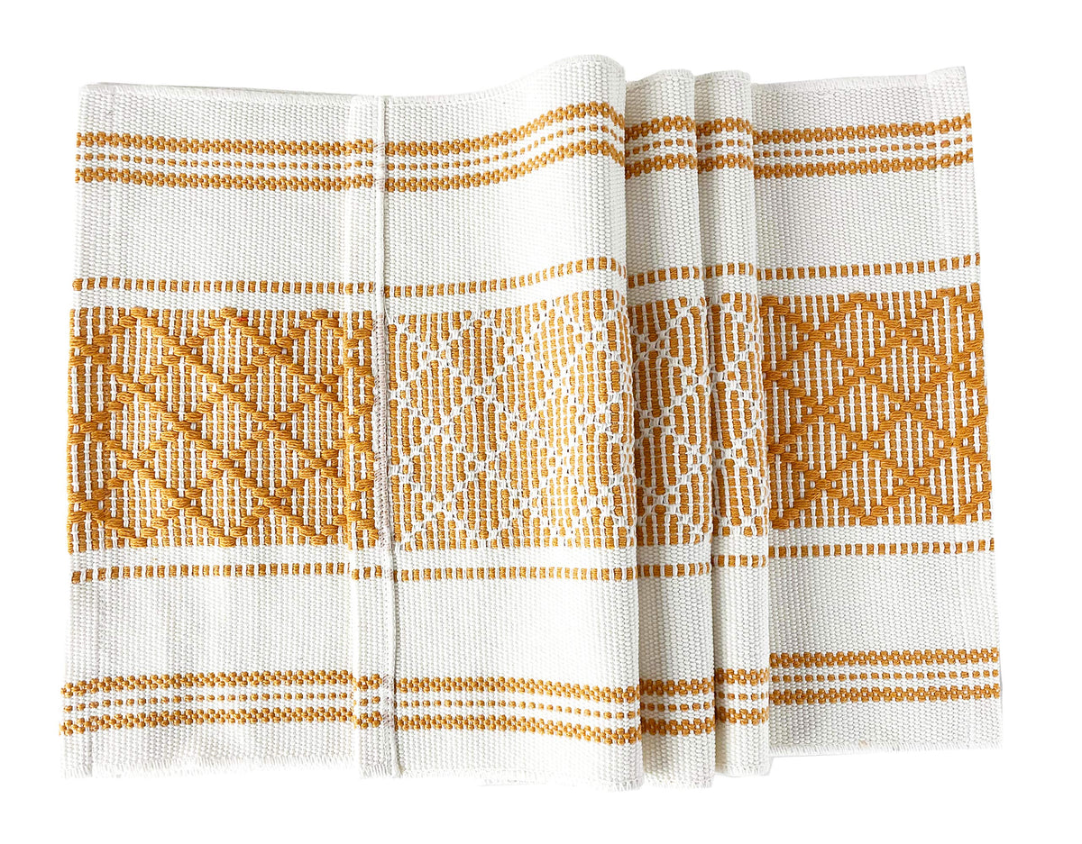 Fennco Styles Diamond Stitch Design Cotton Blend Placemats 14" W x 19" L, Set of 4 - Black Geometric Woven Table Mats for Boho Décor, Home, Dining Table, Banquets, Family Gatherings, Special Occasion