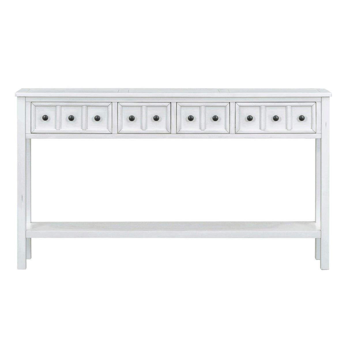 TREXM Rustic Entryway Console Table, 60" Long Sofa Table with two Different Size Drawers and Bottom Shelf for Storage (Antique W