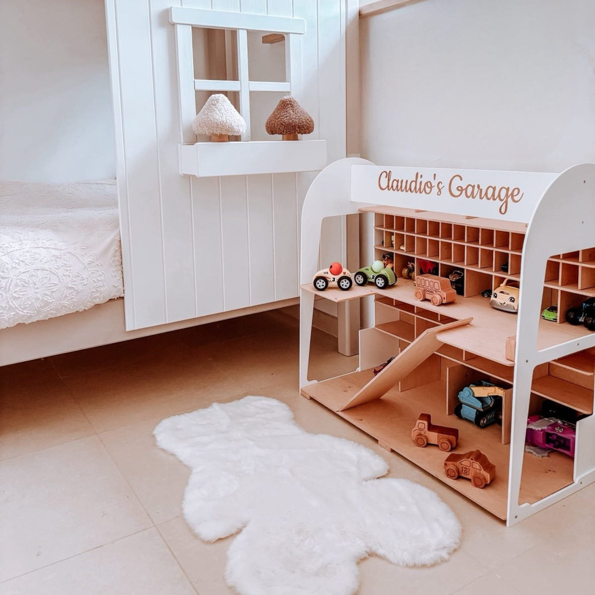 Toy Car Garage Storage - Natural
