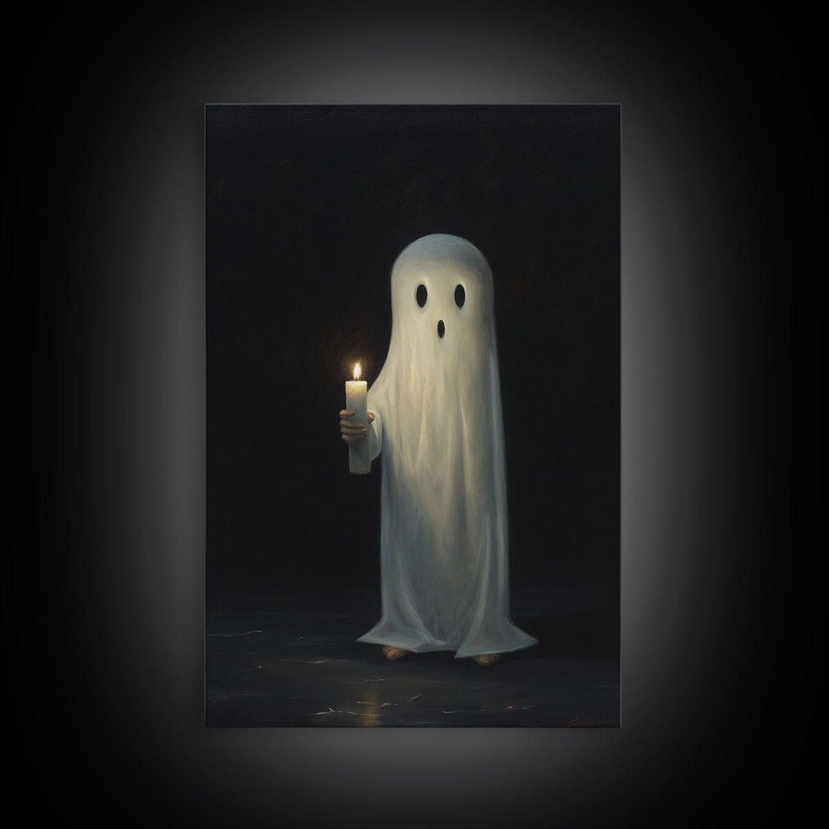 Ghost Holding A Candle Halloween Decor, Art Canvas Print, Spooky Ghost Wall Art, Fall Decor, Halloween wall decor, Funny Halloween Art