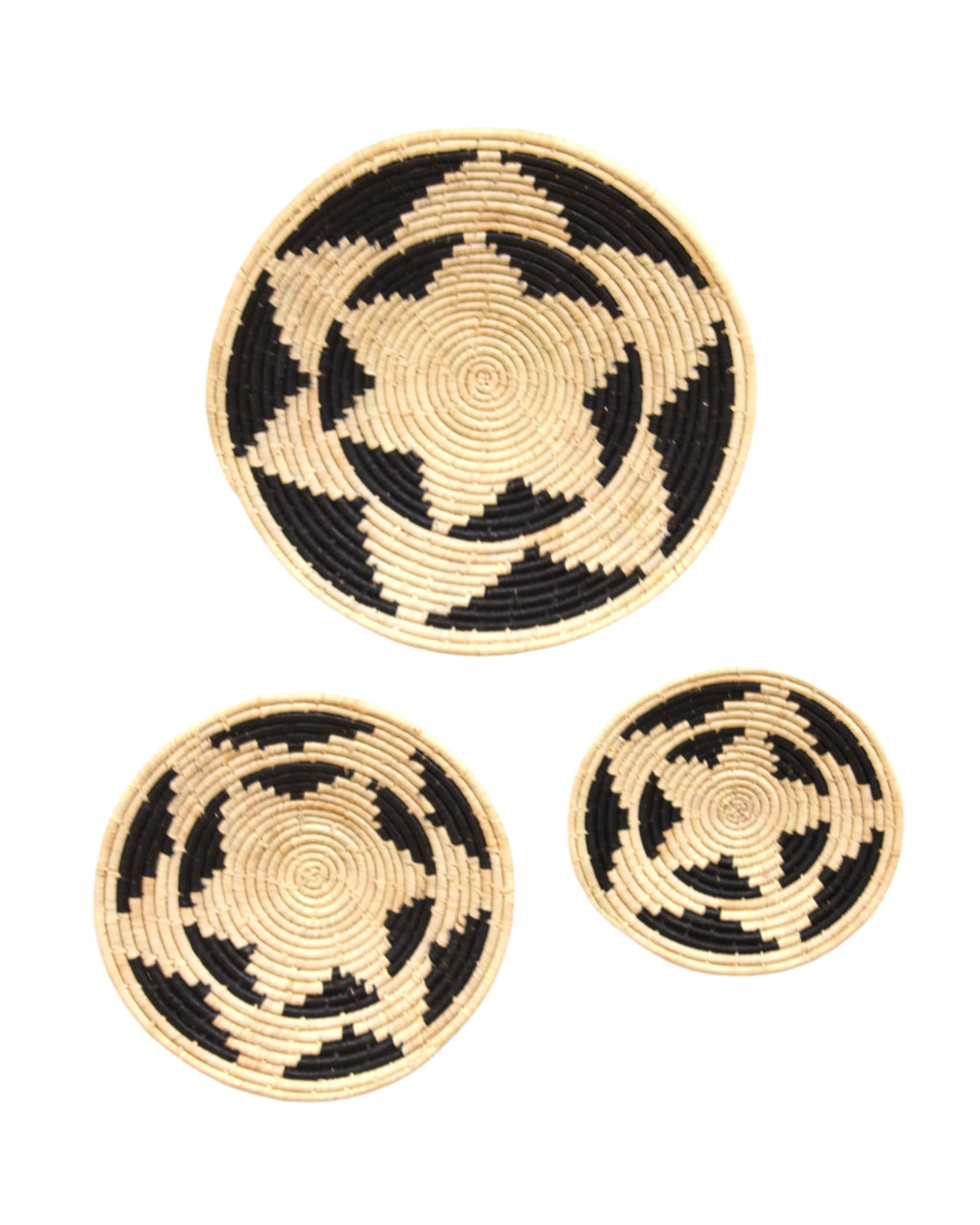 Dakarai Raffia Straw Wall or Table Decor Display Basket Tray Sets