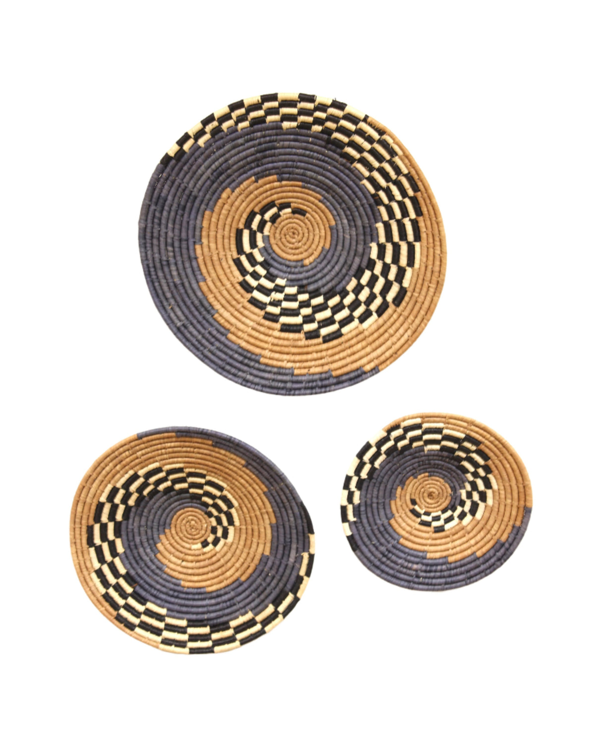 Dakarai Raffia Straw Wall or Table Decor Display Basket Tray Sets