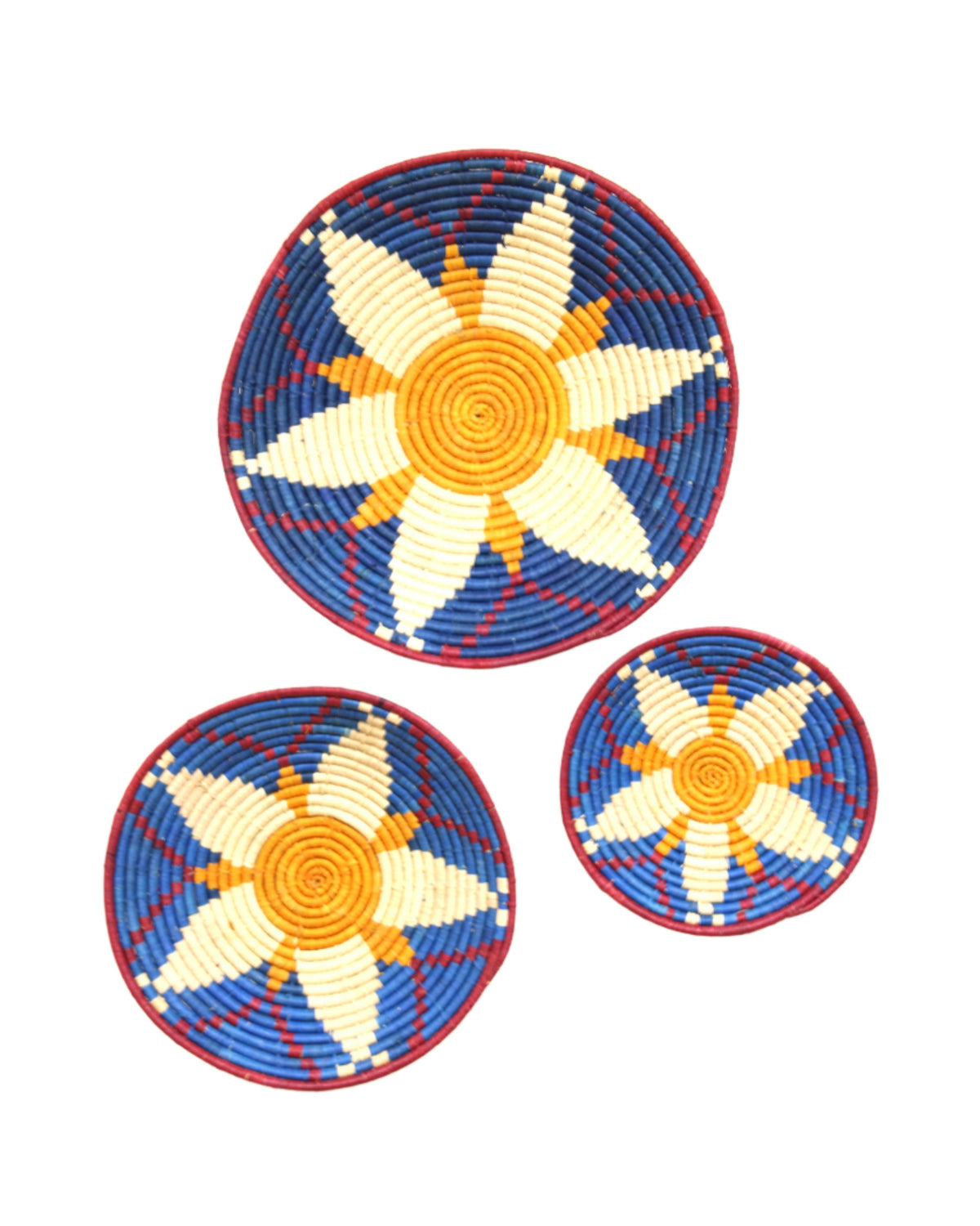 Dakarai Raffia Straw Wall or Table Decor Display Basket Tray Sets