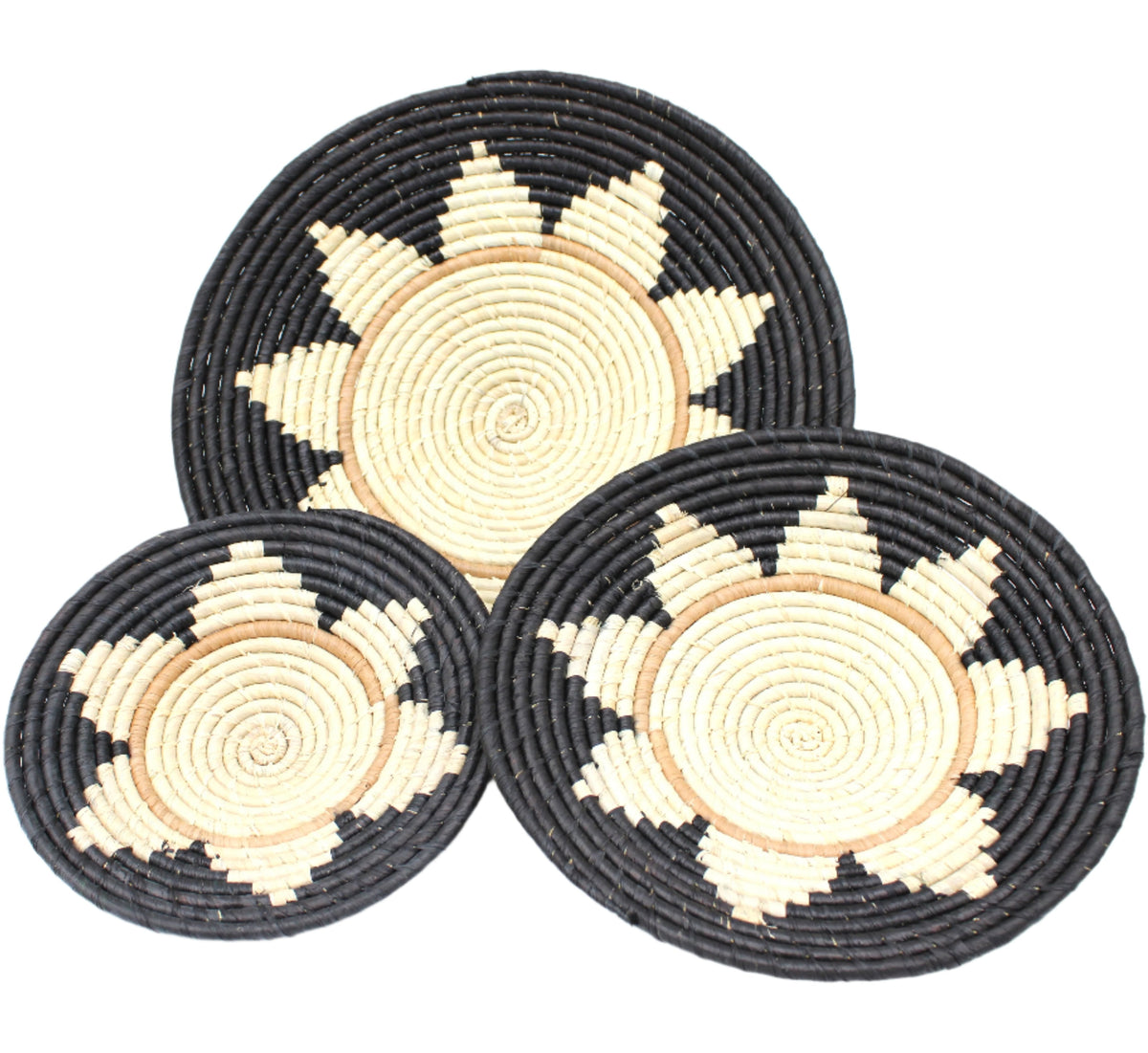 Dakarai Raffia Straw Wall or Table Decor Display Basket Tray Sets