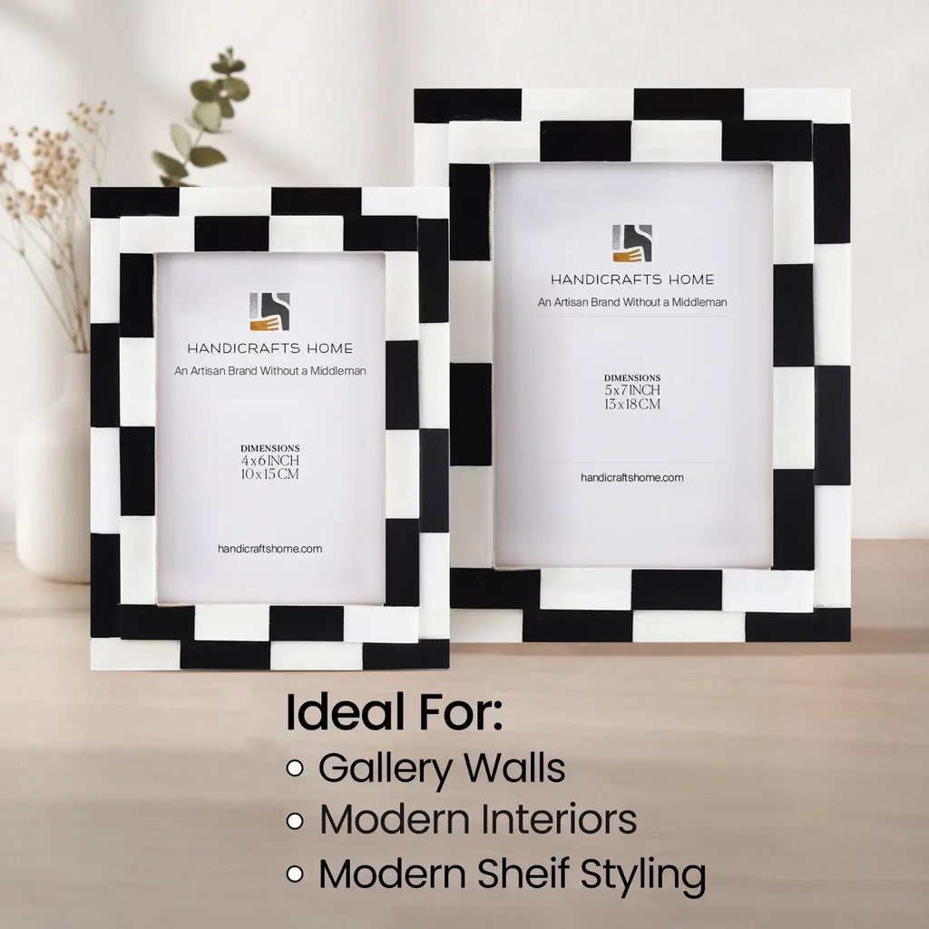 Picture Frame Silhouette Shuffled Collection Bone Inlay Multi-Color – 4x6, 5x7