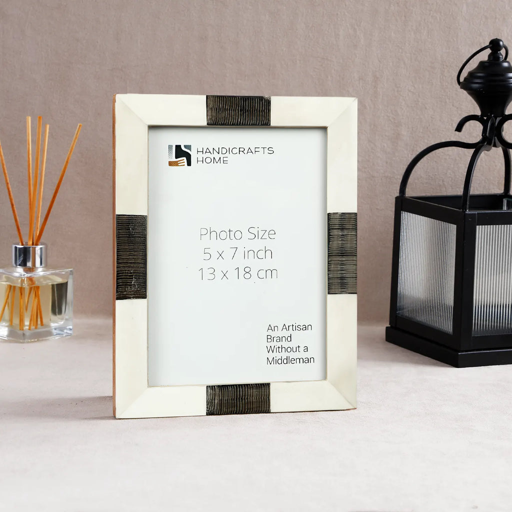 Picture Frame Sea Siren Teles Collection Bone & Horn Inlay White Black – 2 Sizes
