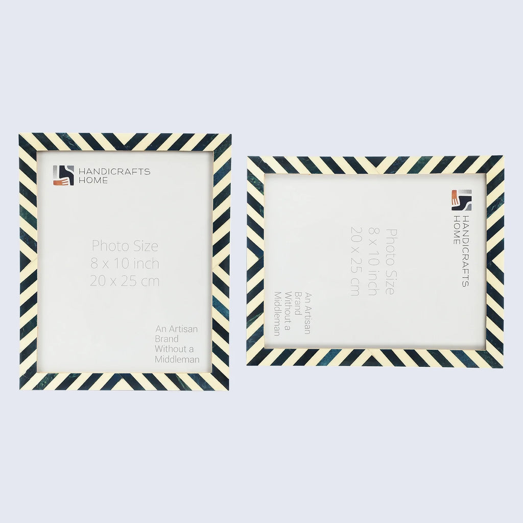 Candy Cane Blueberry Resin Inlay Picture Frame, Blue - White, 3 Sizes (Set of 2)