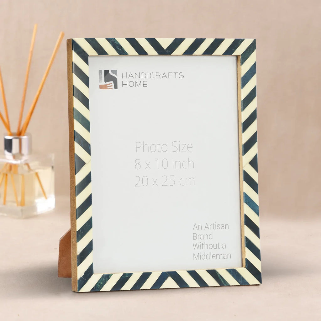 Candy Cane Blueberry Resin Inlay Picture Frame, Blue - White, 3 Sizes (Set of 2)
