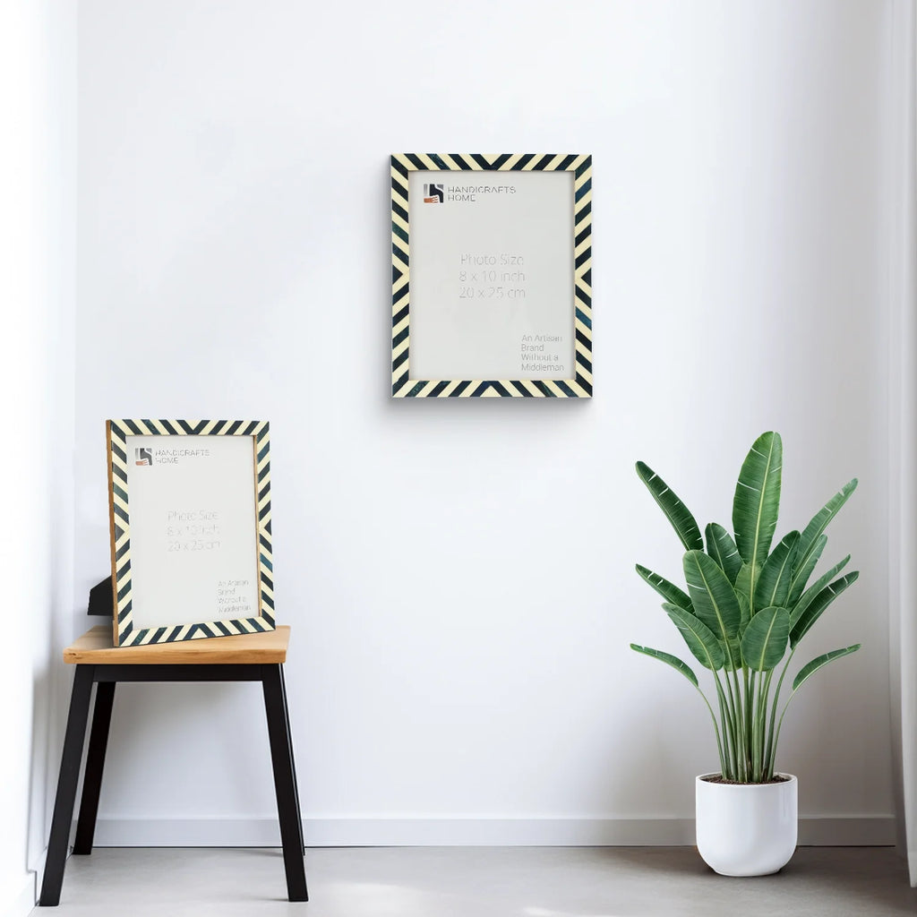 Candy Cane Blueberry Resin Inlay Picture Frame, Blue - White, 3 Sizes (Set of 2)