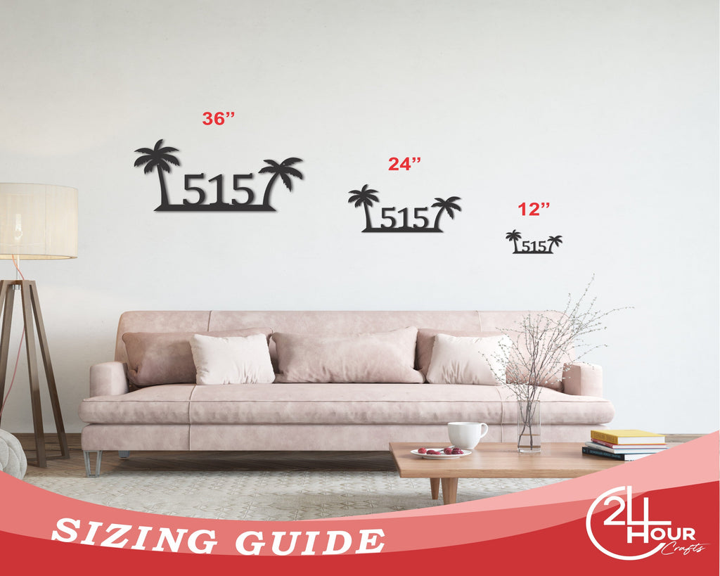 Metal Tropical House Number Sign | Metal Palm Tree Address Sign | 15 Color Options