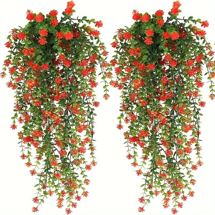3pcs, Artificial Hanging Plants Fake Hanging Plant Faux Eucalyptus Leaf Greenery Vine Outdoor UV Resistant Plastic Plants