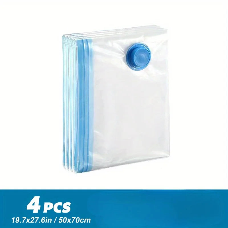 4pcs Vacuum Compression Storage Bag, Sealed Clothing Storage Bag, Household Space Saving Organizer, Excluding Manual Pump