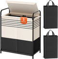 Double-Section Laundry Basket with Lid & Removable Bags, 120L Portable Hamper for Bedroom, Bathroom, Dorm
