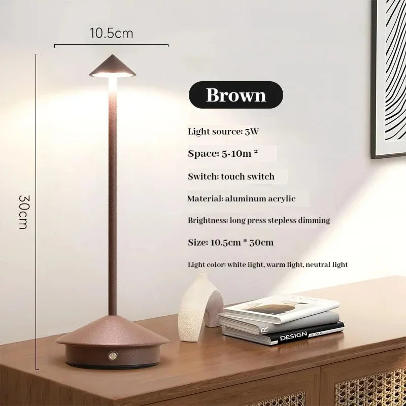 LED Table Lamp Rechargeable Touch Sensor Cordless Desk Lamp 3 Colors Bedside Creative Ambient Light Bar Room Decor Night Light