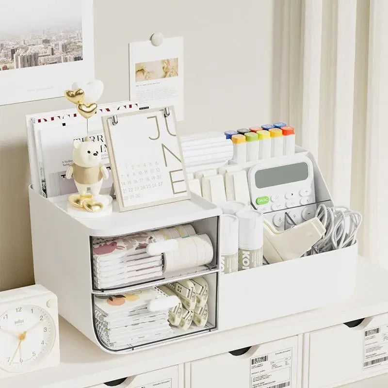Desktop Storage Box Cosmetics Drawer-type Cute Box Office Stationery Organizer Box Study Desk Storage Rack